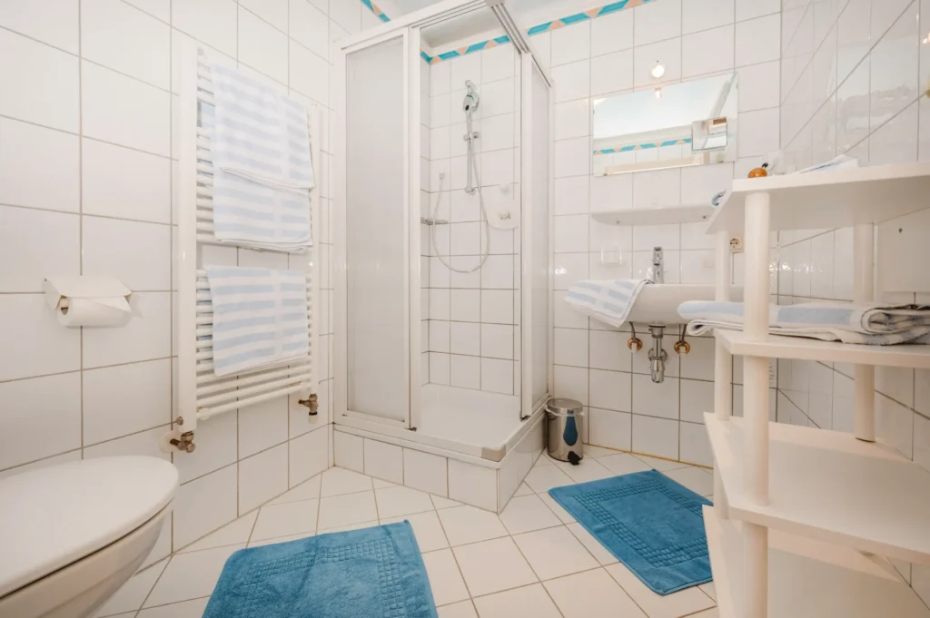 Bad mit Dusche und WC im Appartement Wasserfall – Edenlehengut in Krimml