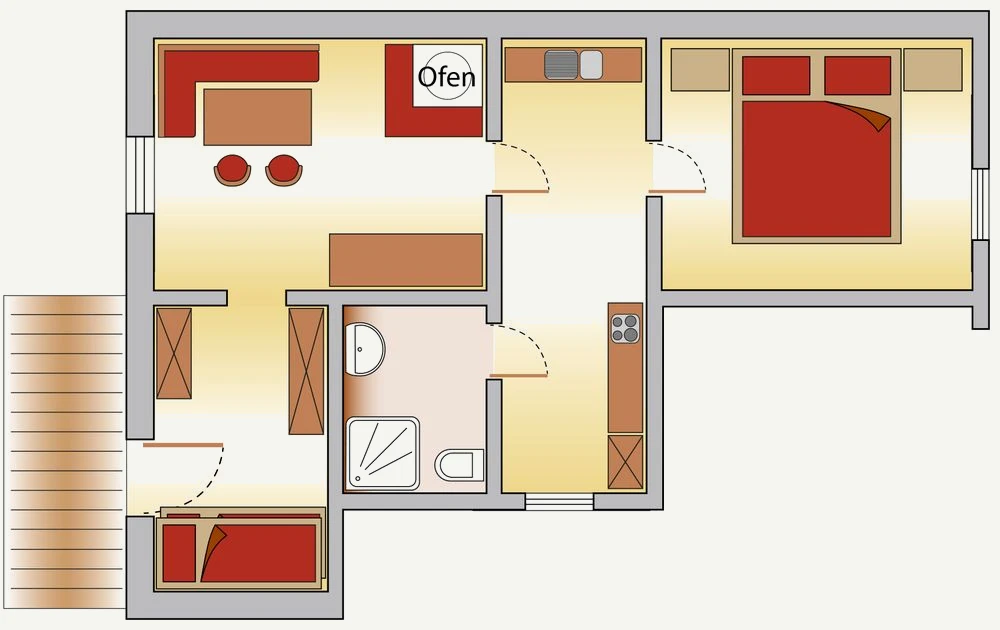 Grundriss vom Appartement Wasserfall – Edenlehengut in Krimml
